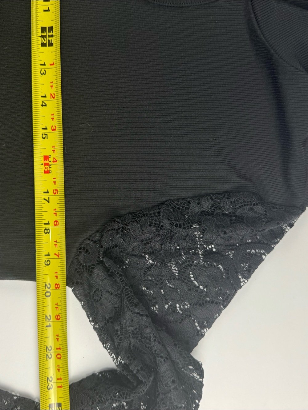 French Laundry Black Mock Neck Top with Lace Sleeves - Picture 4 of 8